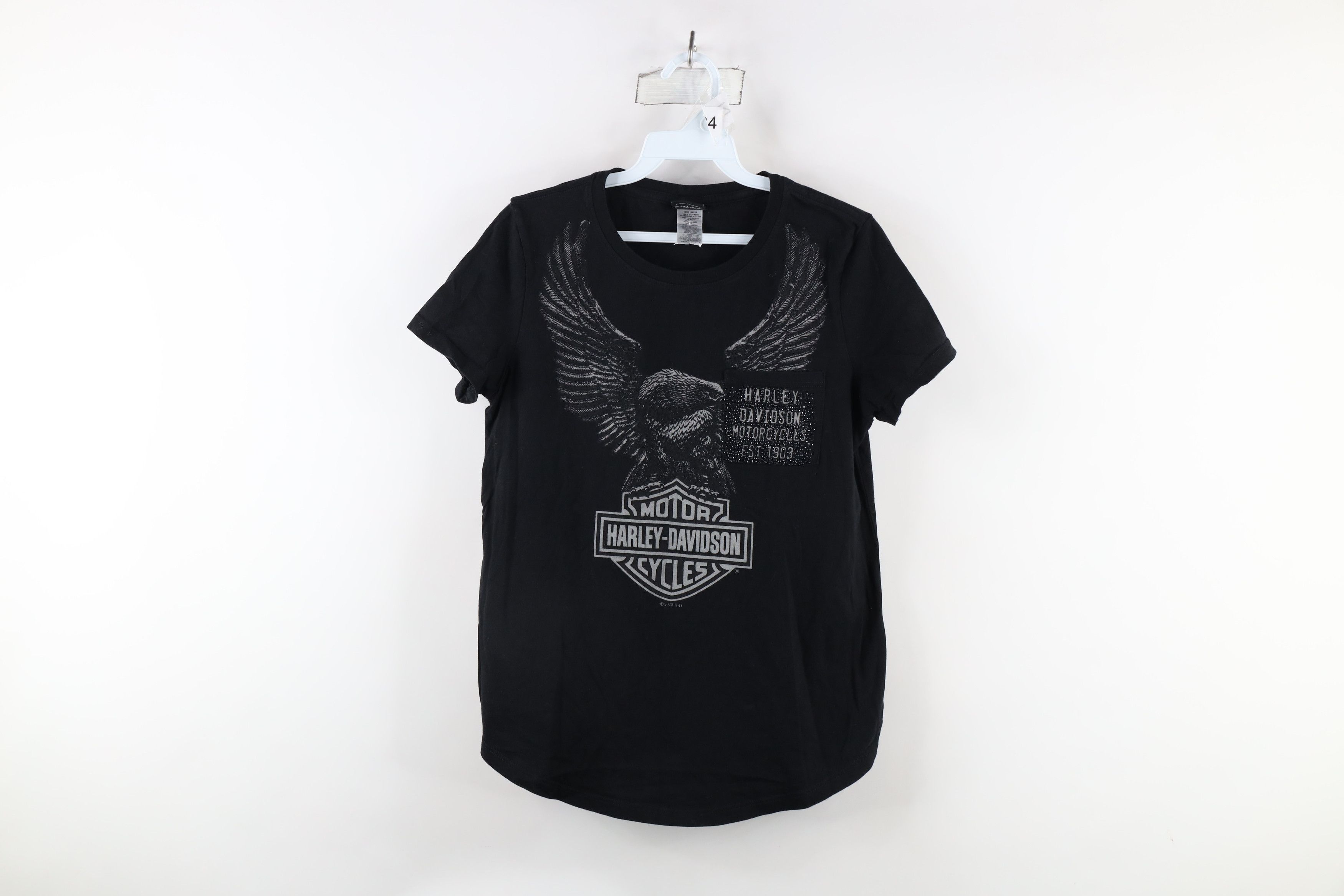 Harley Davidson × Vintage Y2K Harley Davidson Eagle Short Sleeve Pocket T-Shirt Black Size M / US 6-8 / IT 42-44 - 1 Thumbnail