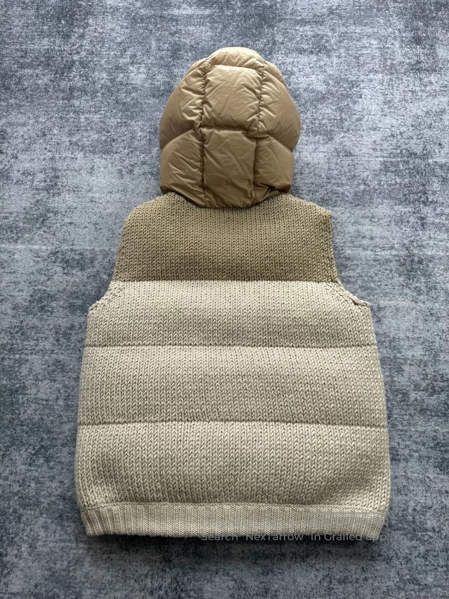 Moncler Moncler Beige Knitted Wool Spliced Down Vest. Size US S / EU 44-46 / 1 - 2 Thumbnail