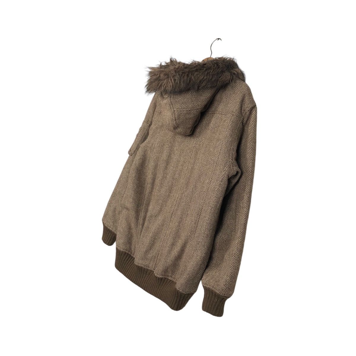 Japanese Brand 📌Vintage Wool Herringbone Fur Hoodie Jacket Size US M / EU 48-50 / 2 - 12 Thumbnail