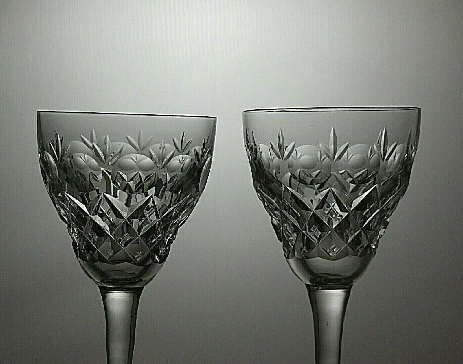 The Unbranded Brand Lead Crystal Cut Glass Set of 2 Wine Glasses 4 3/4" Size ONE SIZE - 4 Thumbnail