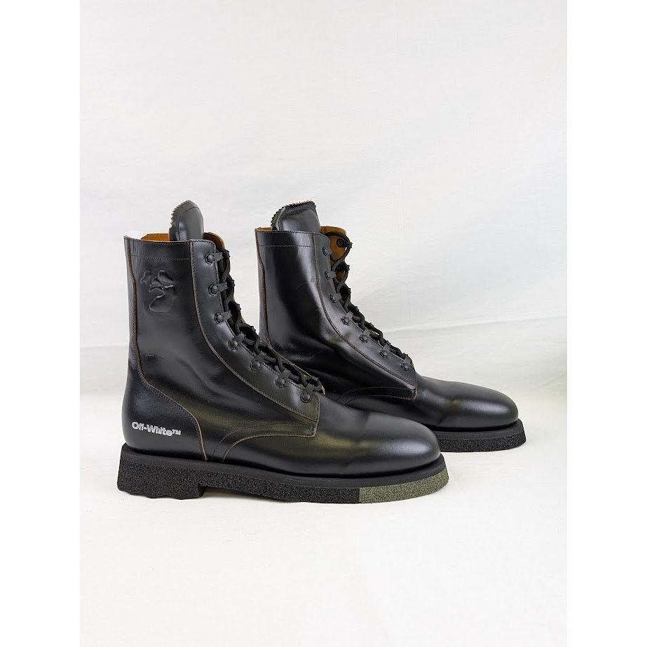 Off-White o1rshd1 Leather Sponge Boots in Black Size US 12 / EU 45 - 6 Thumbnail