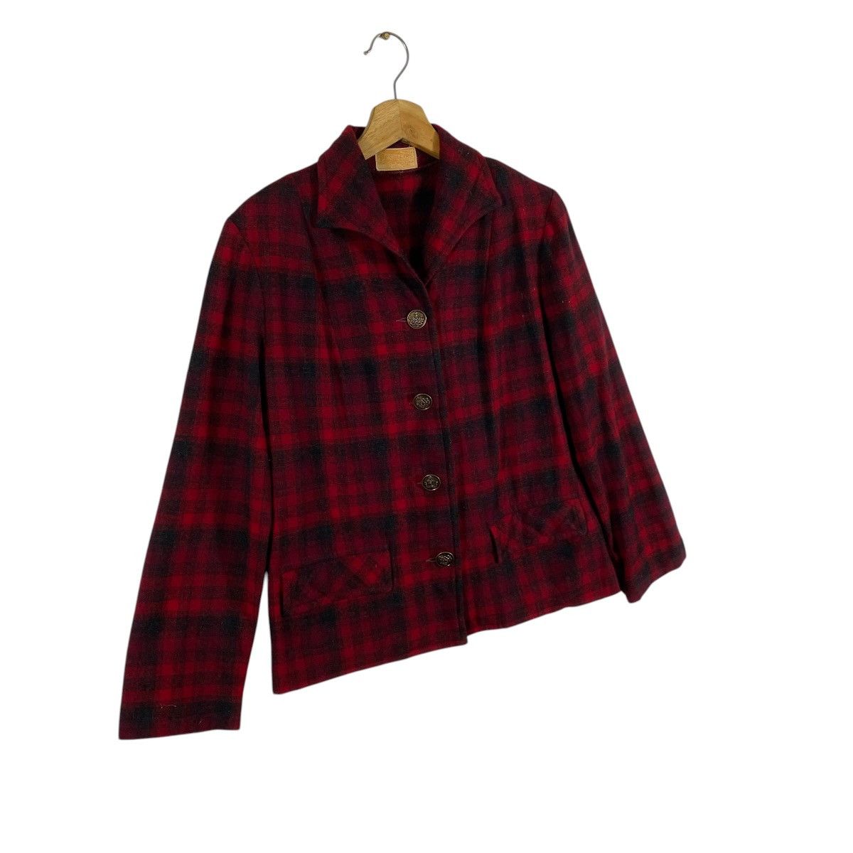 Pendleton Vintage 50s Pendleton Shirt Jacket Red Plaid Wool Shacket Size M / US 6-8 / IT 42-44 - 3 Thumbnail