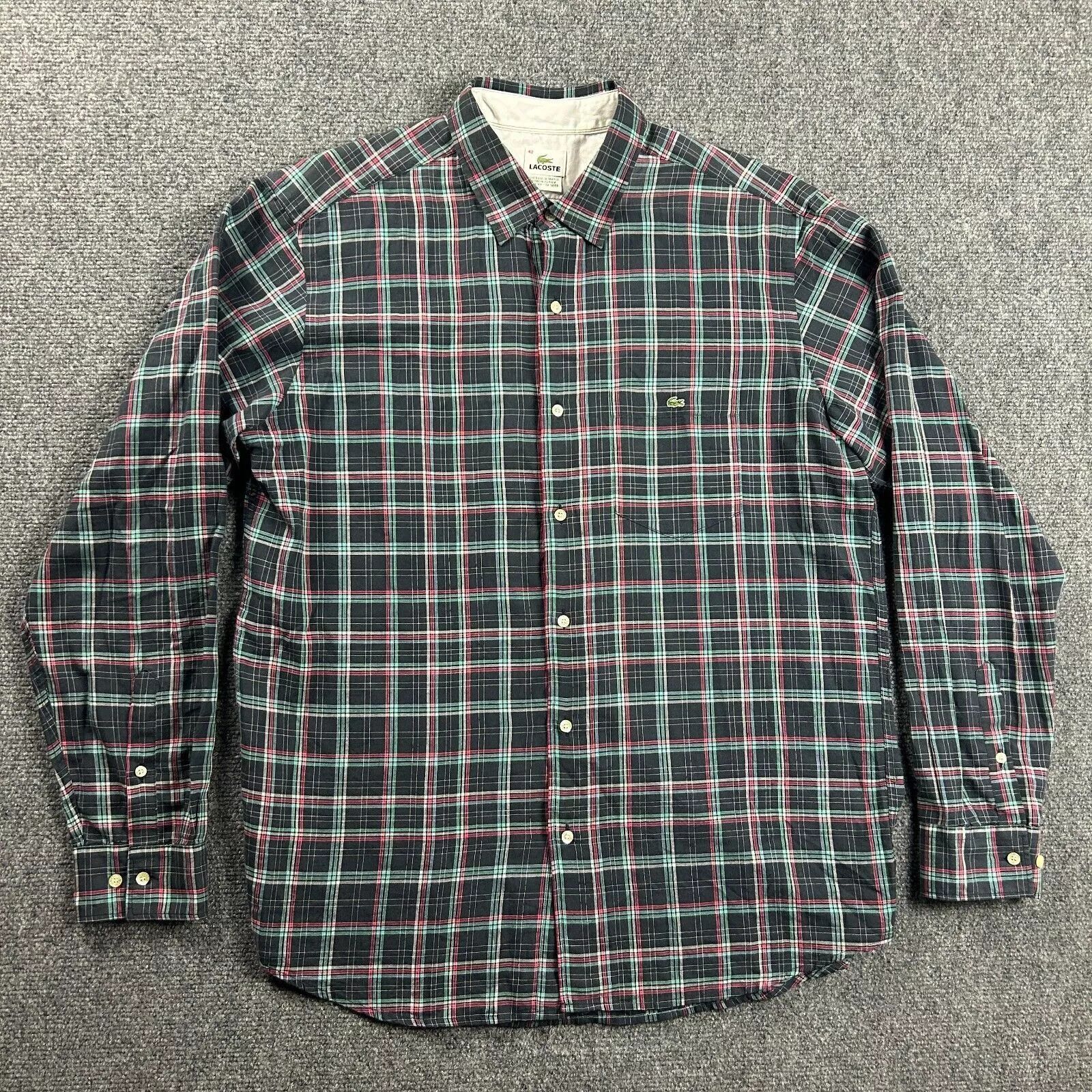 Lacoste Lacoste Shirt Mens 42 Large Plaid Button Up Crocodile Logo Size US L / EU 52-54 / 3 - 1 Thumbnail