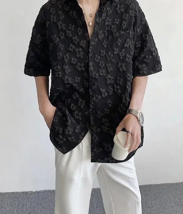 VIBE Retro vintage flower mesh button up shirt Size US XXL / EU 58 / 5 - 6 Thumbnail