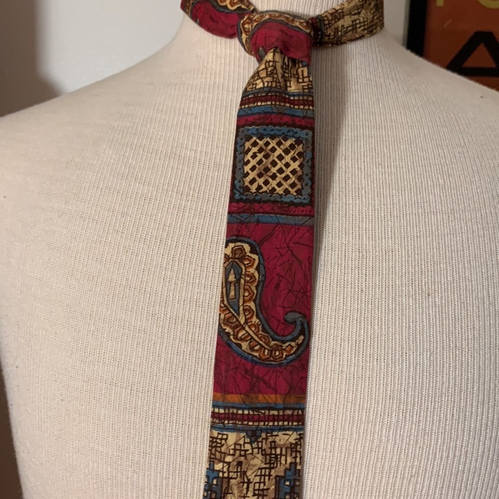 Vintage 60’s Batik wax resist tiki madmen midcentury necktie Size ONE SIZE - 3 Thumbnail