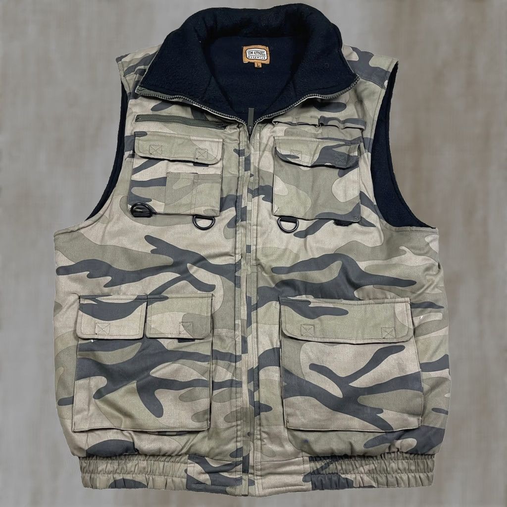 Vintage 10W Apparel Camo Work Vest Men Large Duck Canvas Fleece Lined Work Wear Pockets Hunting Brown 90s Outdoor Size US L / EU 52-54 / 3 - 1 Thumbnail