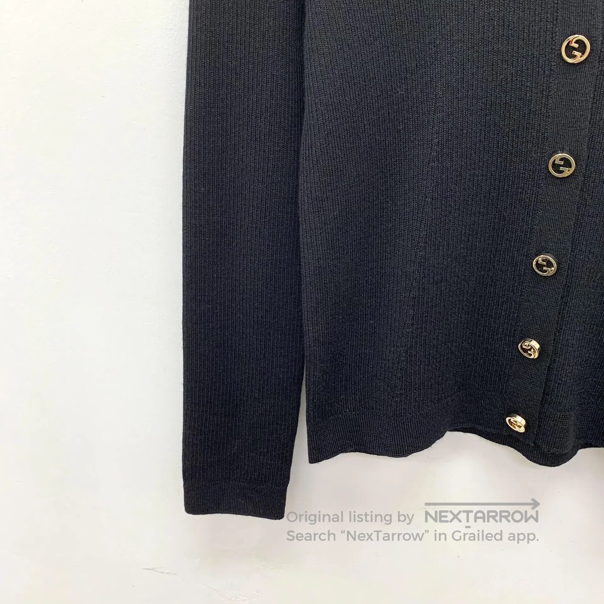 Gucci Guicci Black wool single-breasted long sleeve knit cardiga Size L / US 10 / IT 46 - 4 Thumbnail