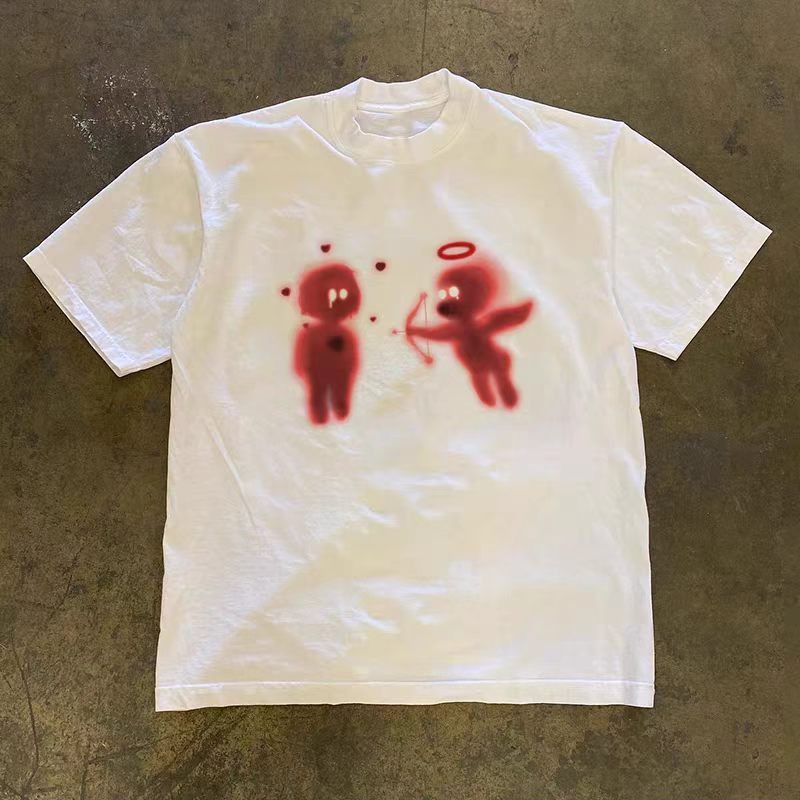 Vintage White Vintage Cupid Print Cotton T-Shirt Size US M / EU 48-50 / 2 - 1 Thumbnail