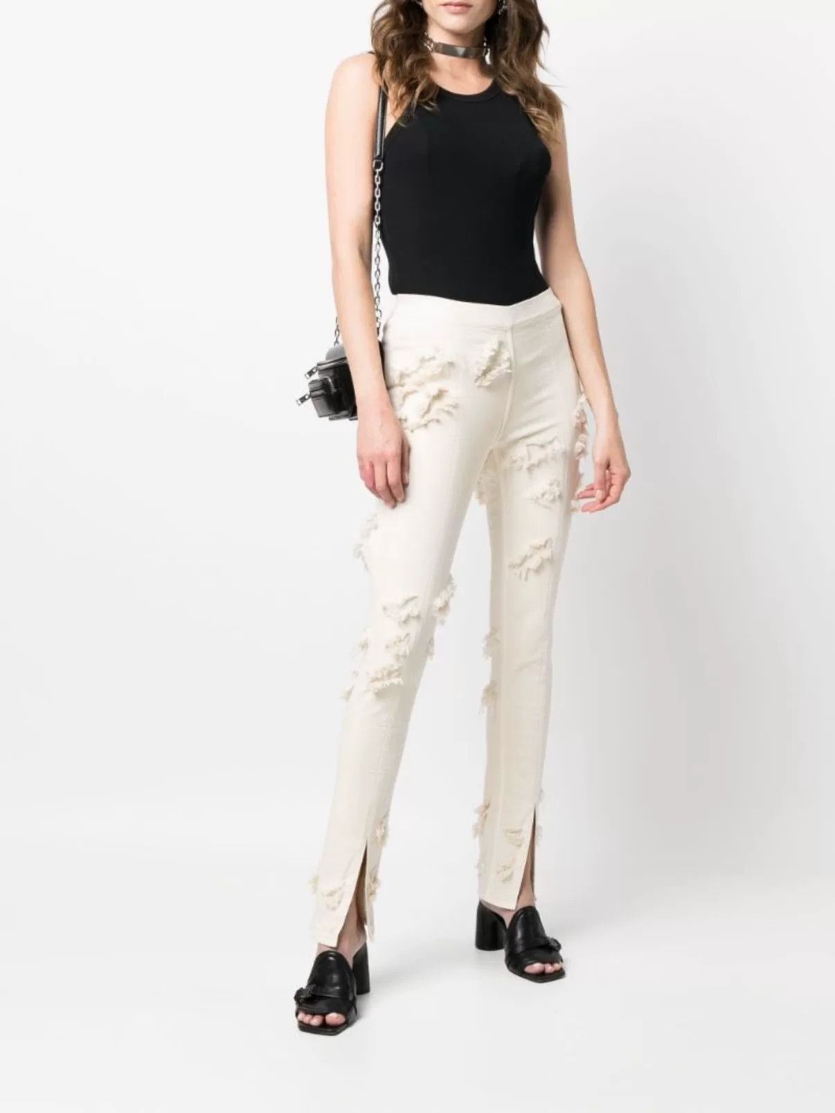 Rick Owens Drkshdw Rick Owens DRKSHDW Distressed Beige Skinny Jeans Size 27" / US 4 / IT 40 - 1 Thumbnail