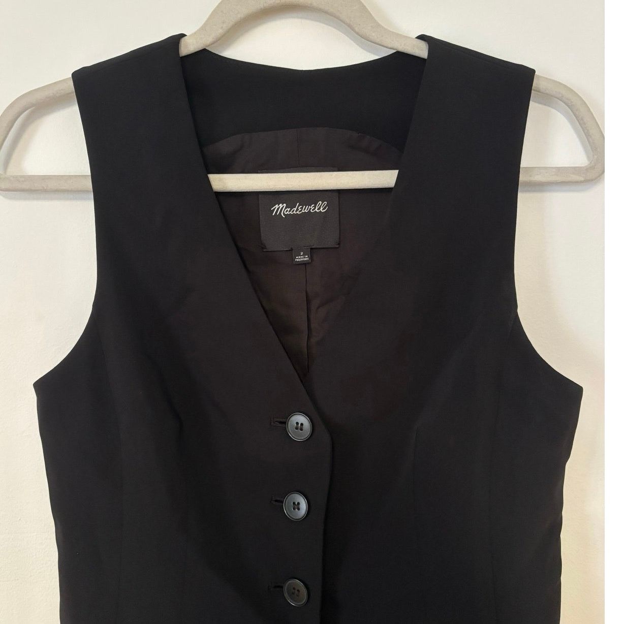 Madewell NWOT Madewell Cutaway Long Vest In Jet Black Size 2 Size XS / US 0-2 / IT 36-38 - 5 Thumbnail