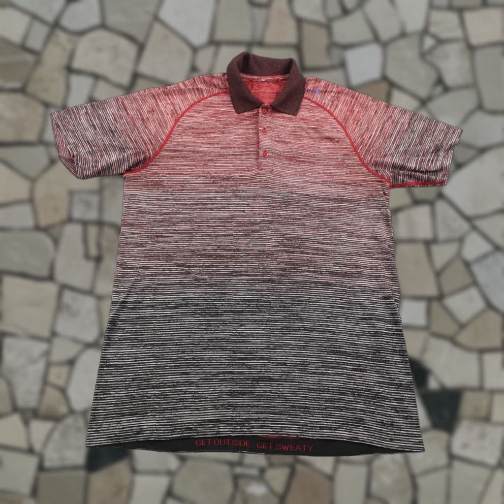 Lululemon Lululemon Polo Shirt Mens Large Red Black Striped Metal Vent Tech Performance Size US L / EU 52-54 / 3 - 1 Thumbnail
