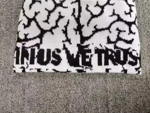 Other Brain Pattern All Over Graphic No Cuff Beanie Hat White Size ONE SIZE - 3 Thumbnail