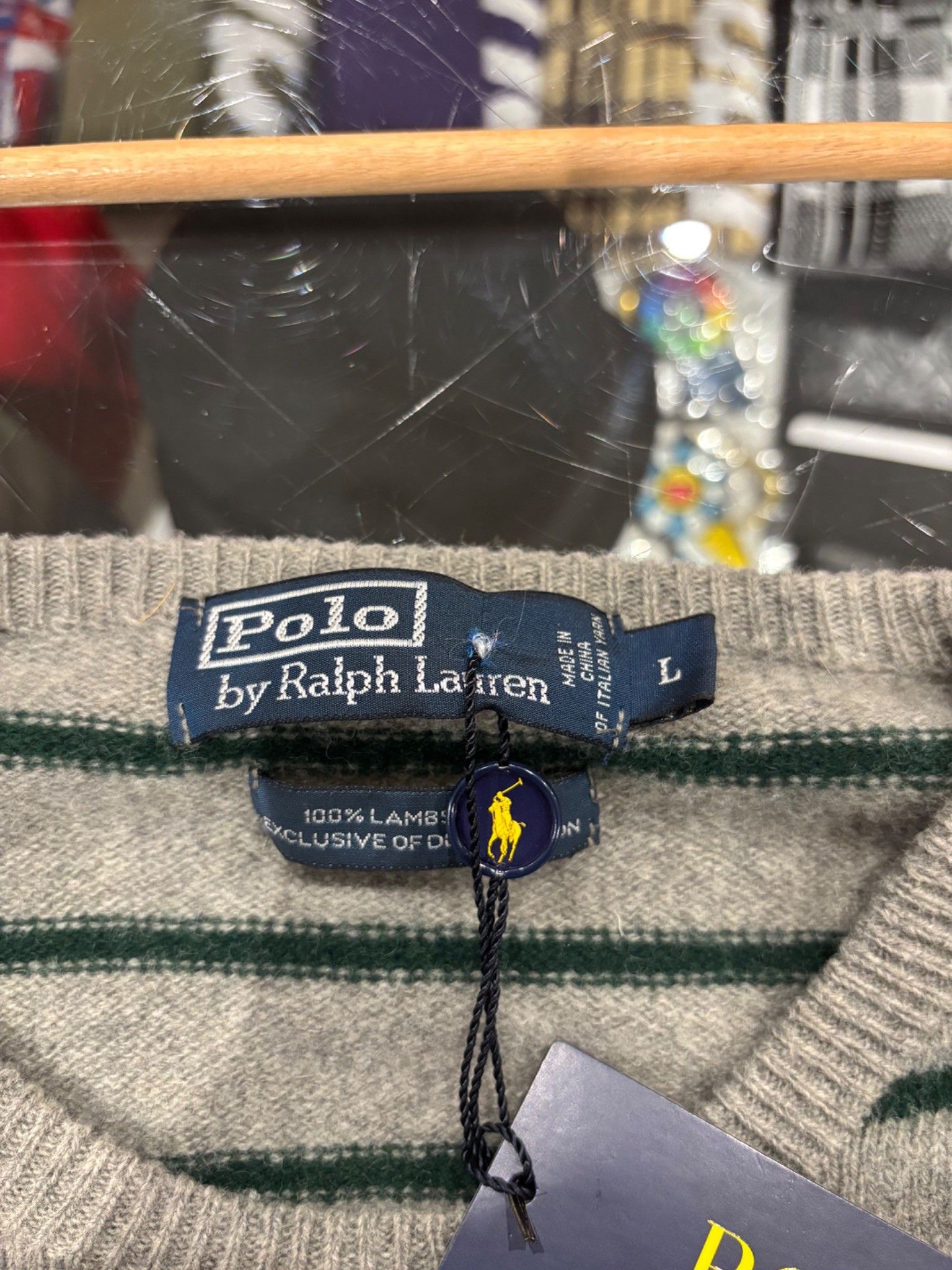 Ralph Lauren Polo Ralph Lauren Y2K Grey Striped Crewneck Size US L / EU 52-54 / 3 - 5 Thumbnail