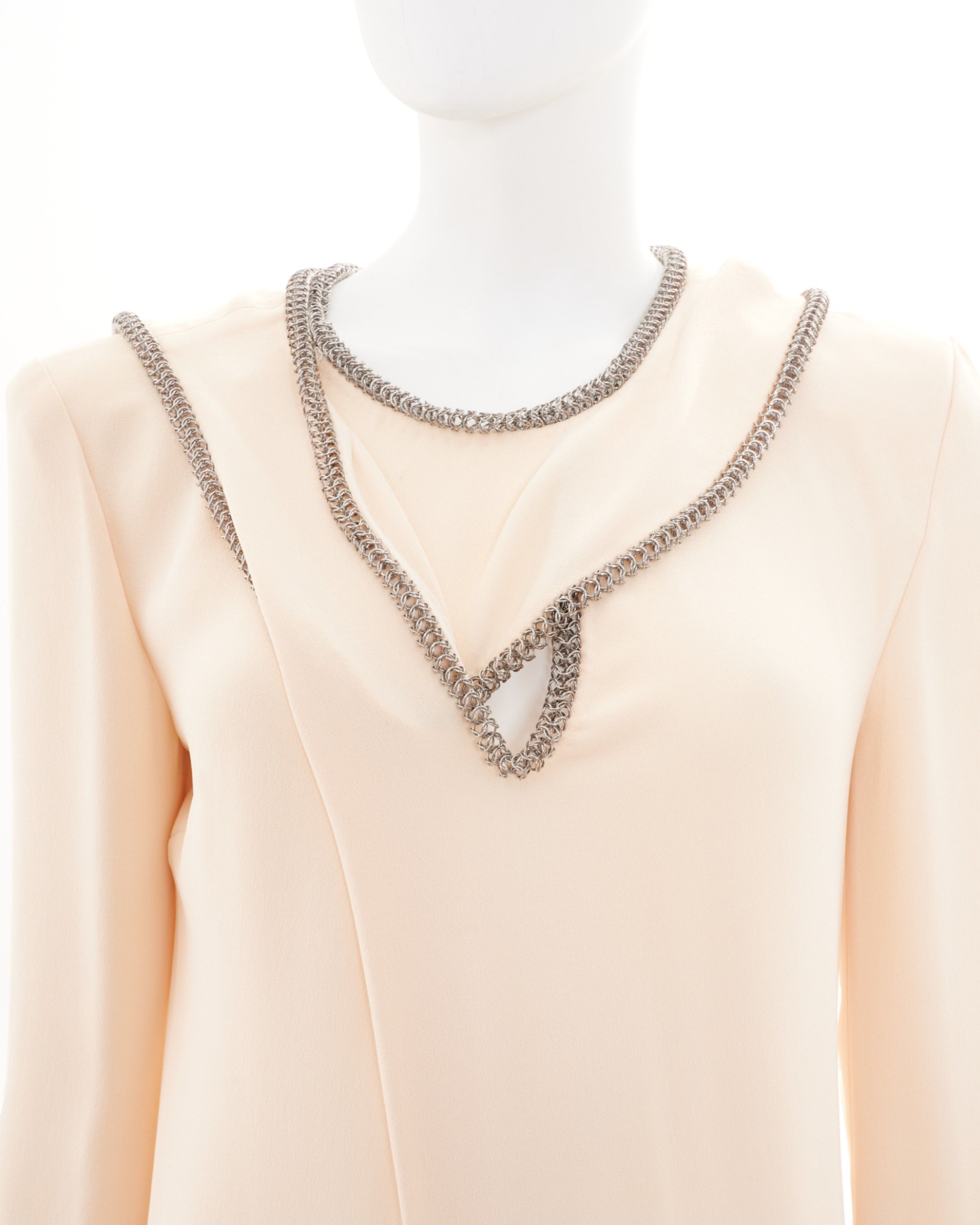 Yves Saint Laurent by Stefano Pilati F/W 2012 Cream embellished long dress Size M / US 6-8 / IT 42-44 - 8 Thumbnail