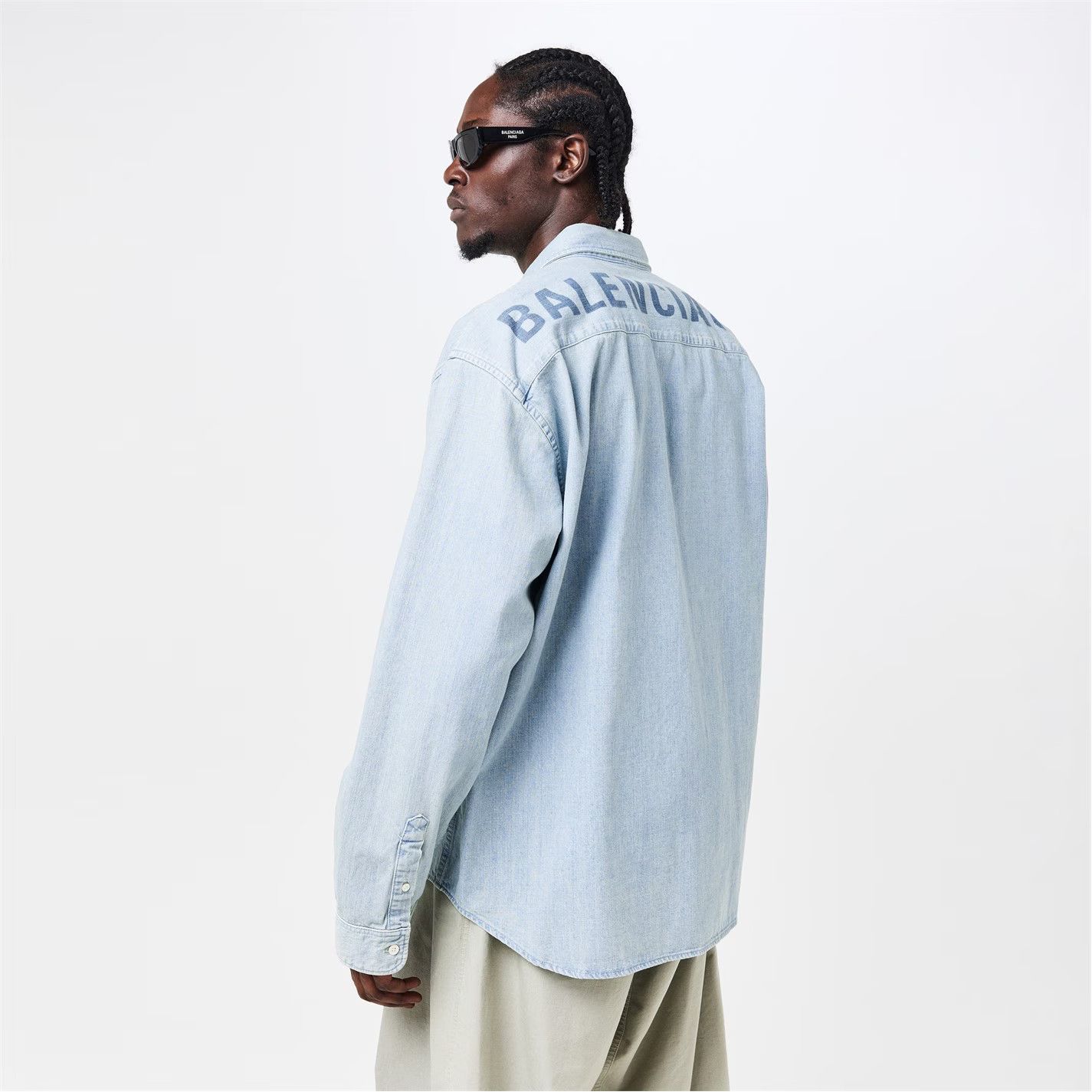 Balenciaga o1g2r1mq0226 Long Sleeve Shirt In Blue Size US M / EU 48-50 / 2 - 3 Thumbnail