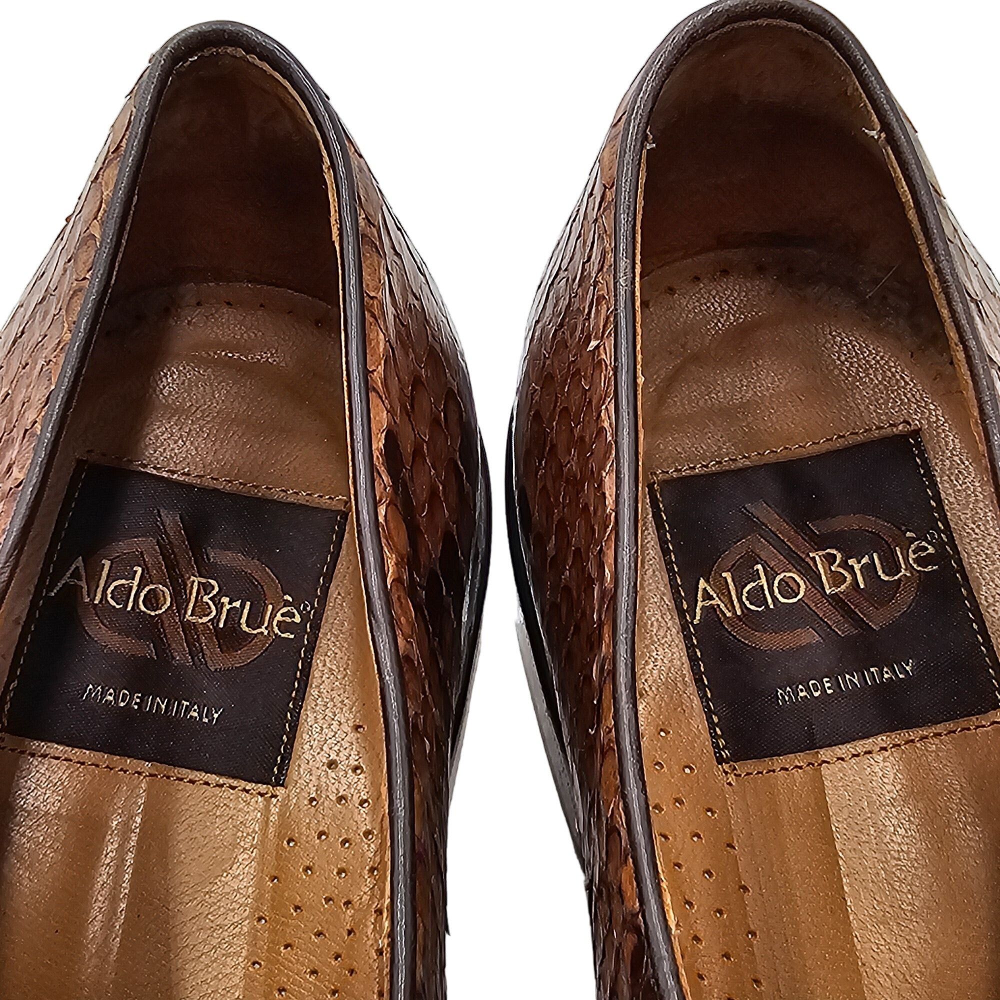 Aldo Brue Exotic Python Snake skin Aldo Brue Italy Mens size 8.5 Brown Size US 8.5 / EU 41-42 - 8 Thumbnail