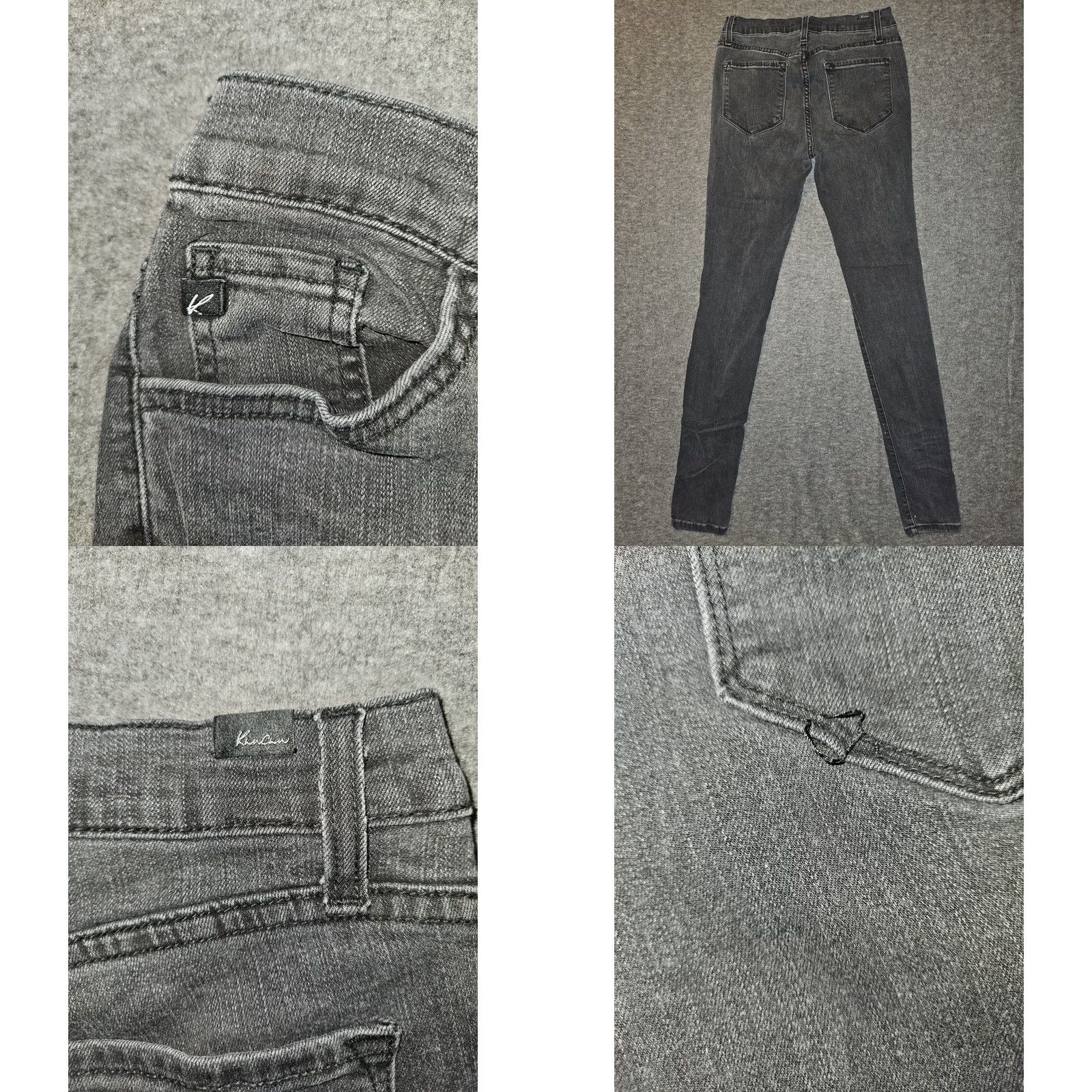 Vintage Kancan Jeans Mid Rise Skinny Black Distressed USA Preppy Women's 28 Ankle Size 28" / US 6 / IT 42 - 8 Thumbnail