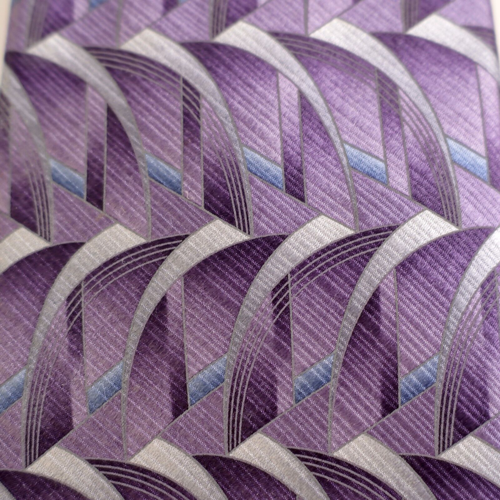 Stafford Stafford Purple Abstract Geometric Print Long Wide Silk Tie Size ONE SIZE - 2 Thumbnail