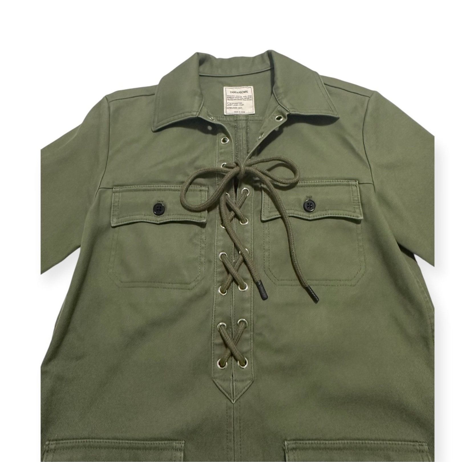 Zadig & Voltaire Zadig & Voltaire Record Brodé Tigre Shirt Dress in khaki/arm Size XS / US 0-2 / IT 36-38 - 10 Thumbnail