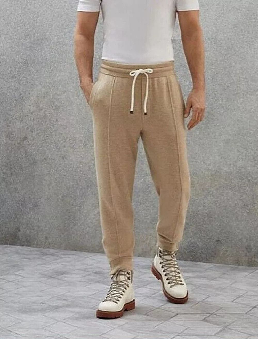 Brunello Cucinelli o1la1rc1a0325 Cashmere Pants in Tan Size US 34 / EU 50 - 1 Thumbnail