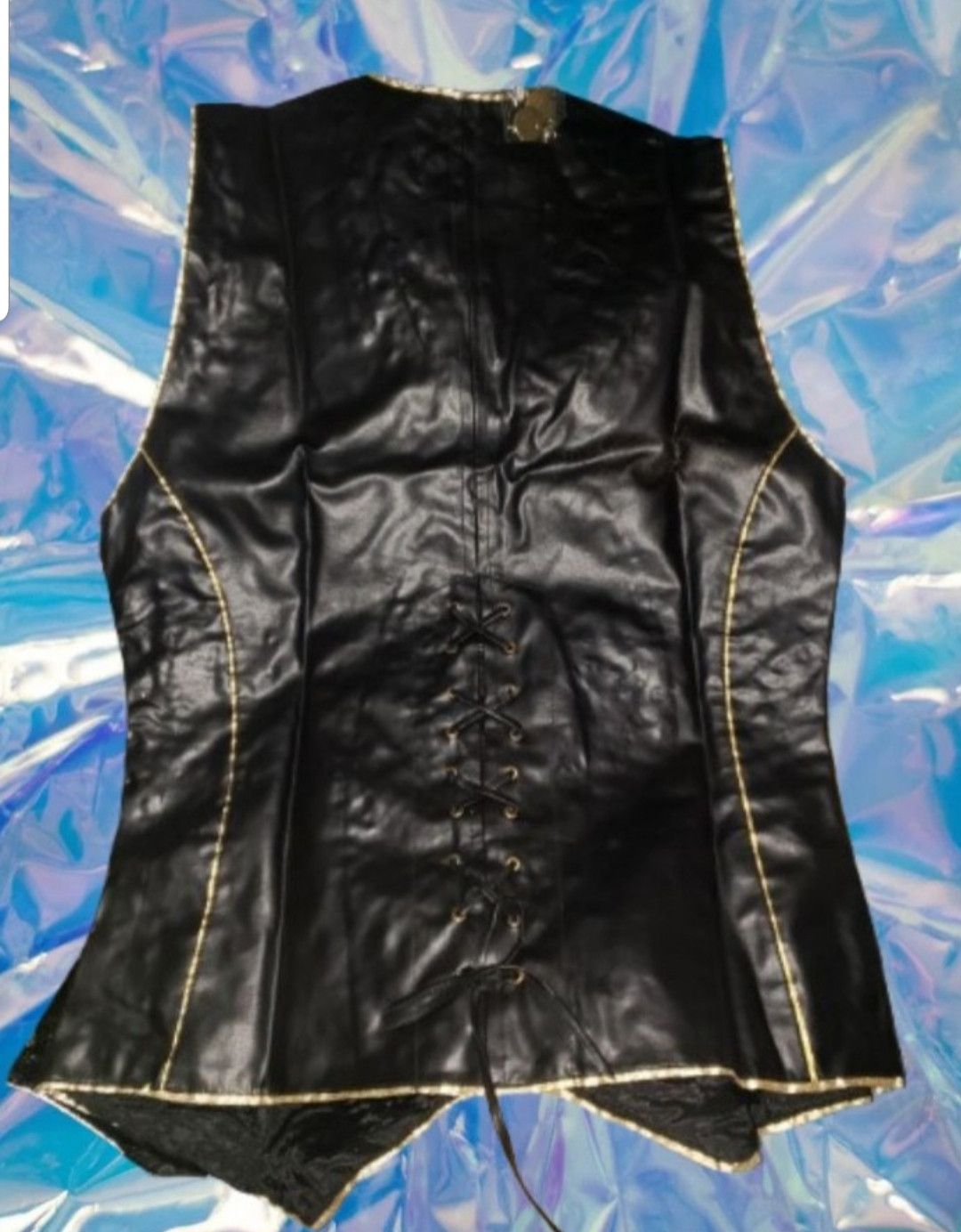 Other 1980s VINTAGE VINYL STUDDED VEST JOU JOU PUNK ROCK GOTH M Size M / US 6-8 / IT 42-44 - 2 Thumbnail