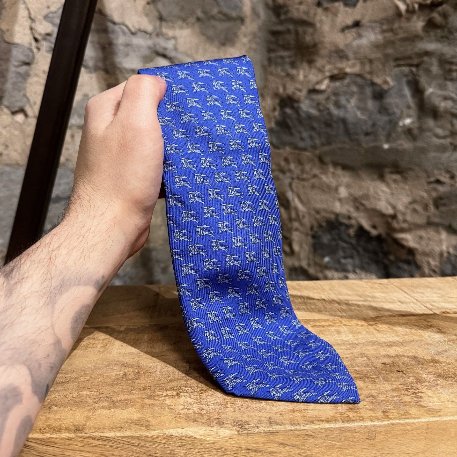 Burberry Burberry Knight Prints Blue Silk Tie Size ONE SIZE - 2 Thumbnail
