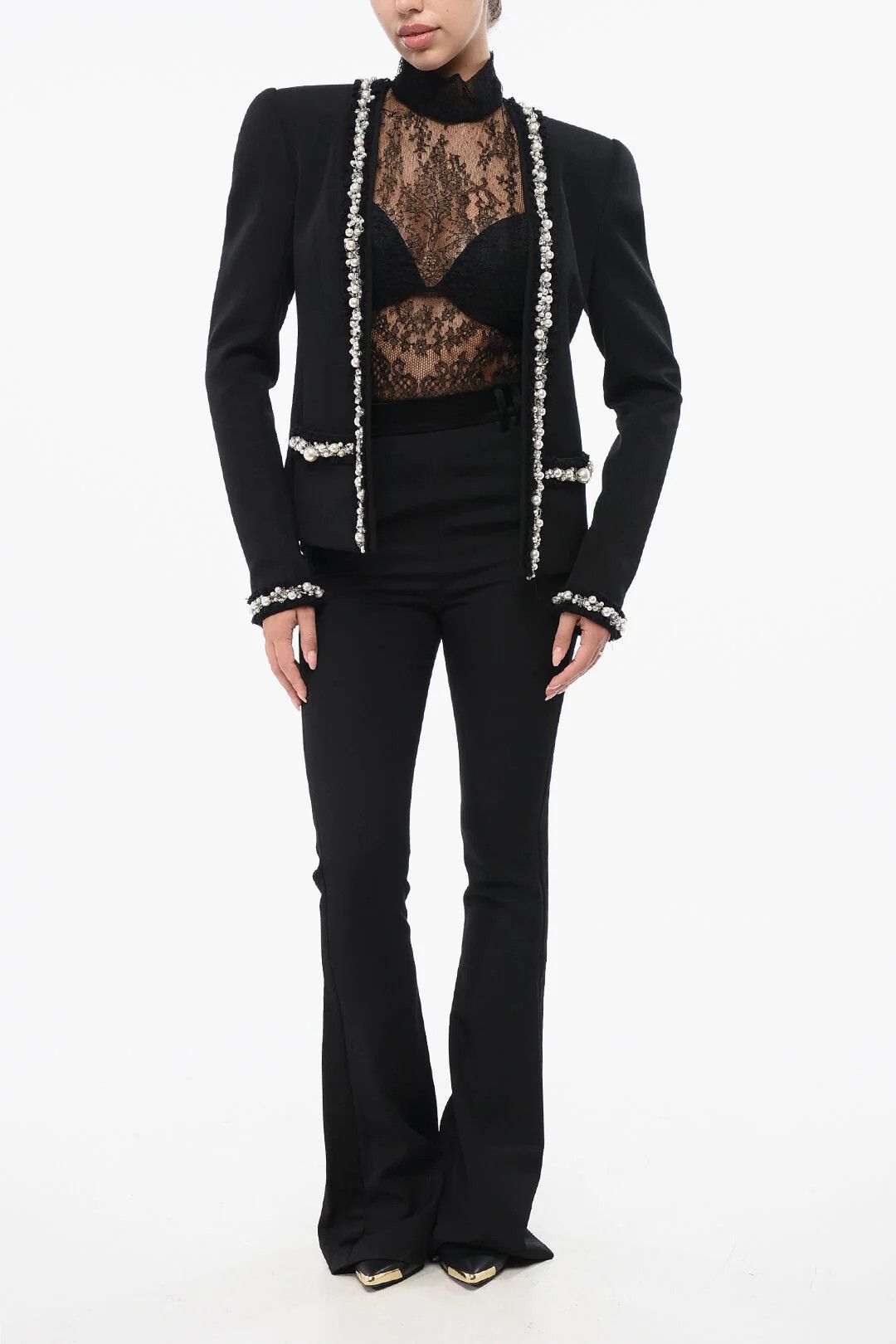 Balmain og1mm0326 Collarless Blazer in Black Size XS / US 0-2 / IT 36-38 - 4 Thumbnail