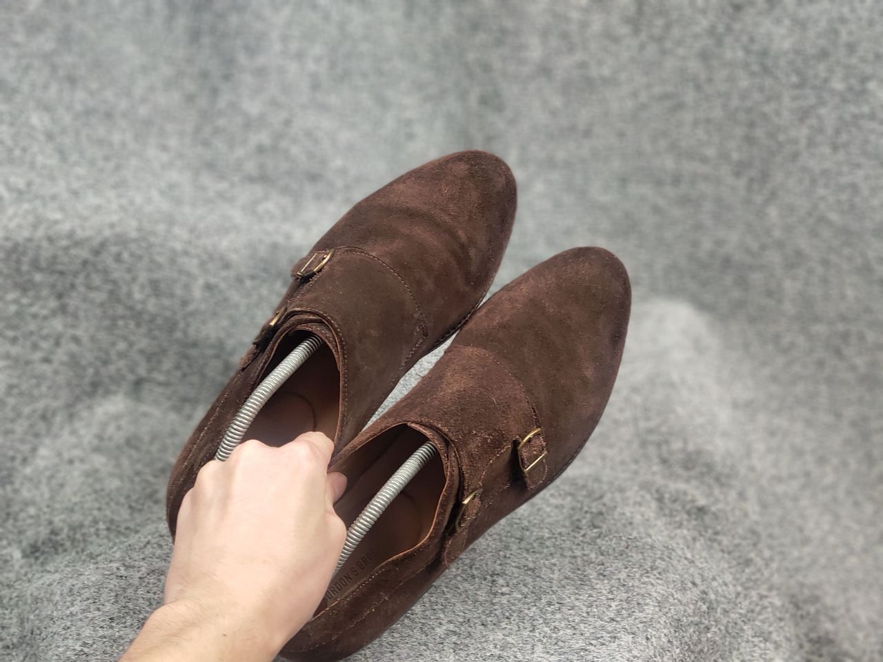Vintage Gordon Bros Design Brown suede monk shoes with two straps Size US 12 / EU 45 - 15 Thumbnail