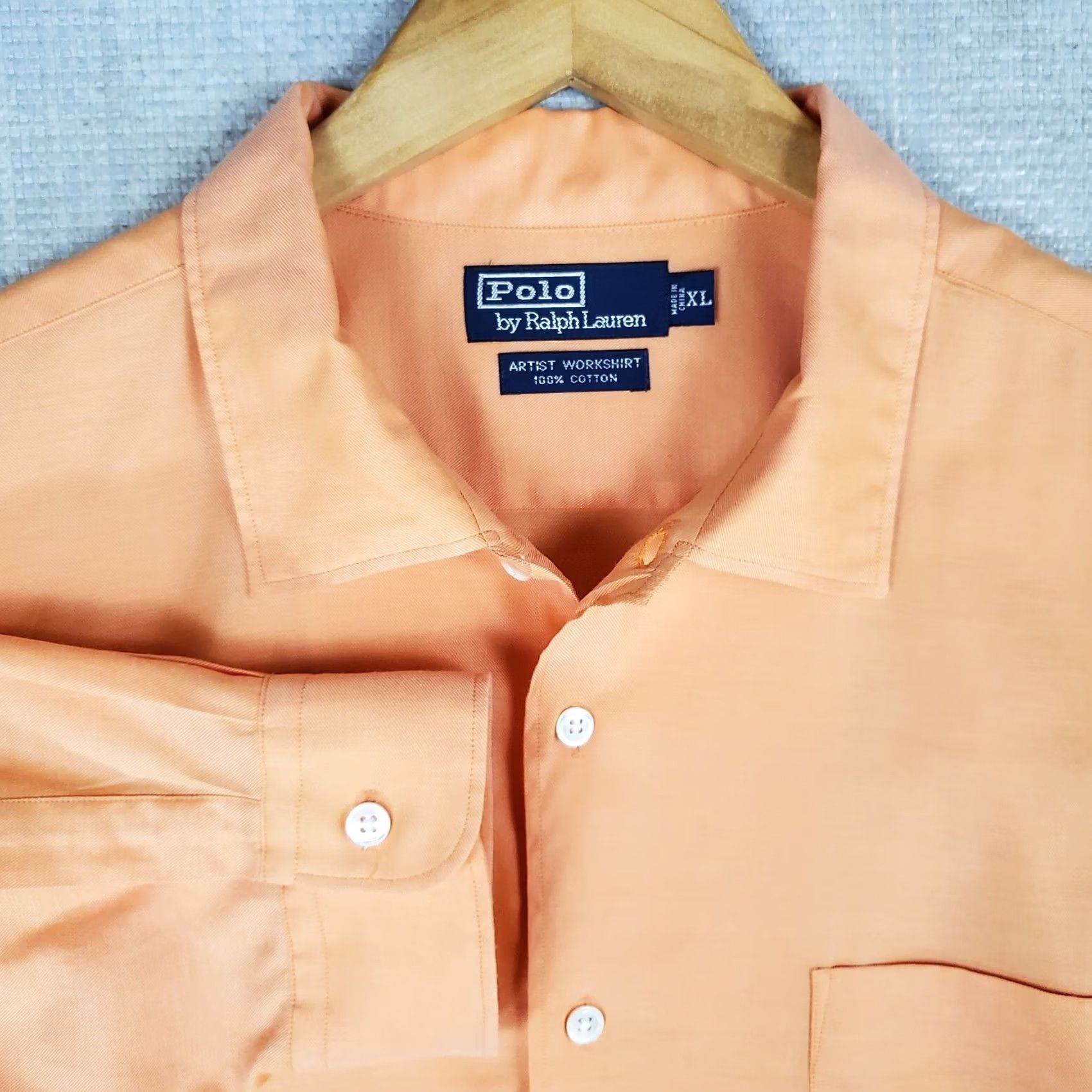 Polo Ralph Lauren VTG Polo Ralph Lauren Artist Workshirt Long Sleeve Button-Up Men's XL Orange Cotton Poplin Lightweight Casual, Vintage Polo Ralph Lauren Shirt Size US XL / EU 56 / 4 - 2 Thumbnail