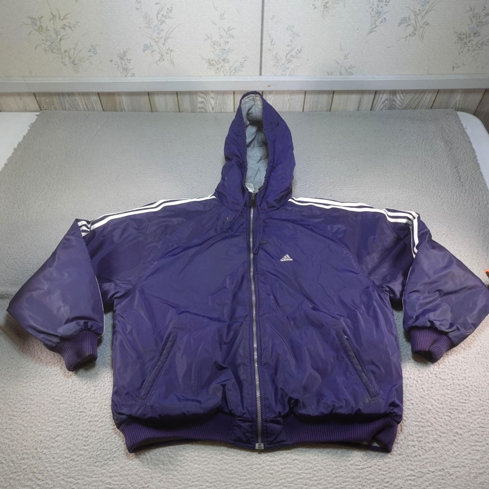 Adidas VINTAGE Adidas Jacket Mens XL Purple Gray Reversible Y2K Track Bomber Fleece Size US XL / EU 56 / 4 - 2 Thumbnail