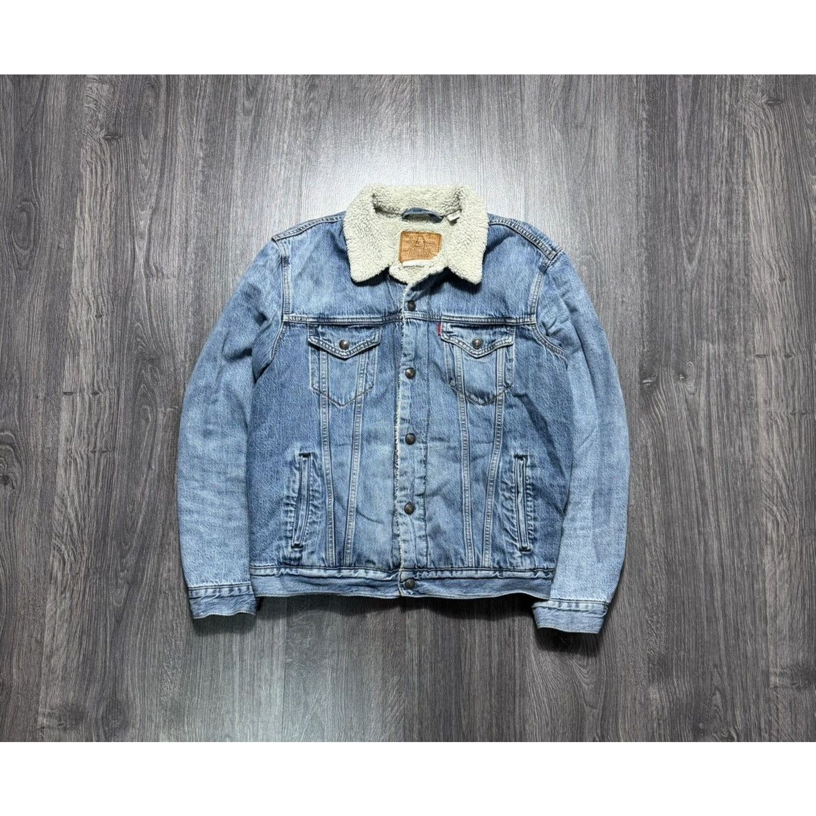 Levi's × Vintage Levi's Blue Denim Sherpa Trucker Jacket Size US L / EU 52-54 / 3 - 1 Thumbnail
