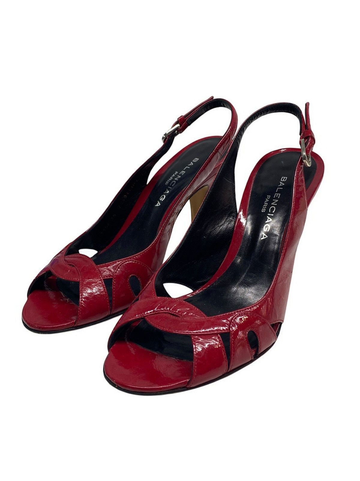 Balenciaga 🔥 BALENCIAGA RED HEELS Y2K CUTOUT SLINGBACK DIVA ENERGY Size US 4 / IT 34 - 7 Thumbnail