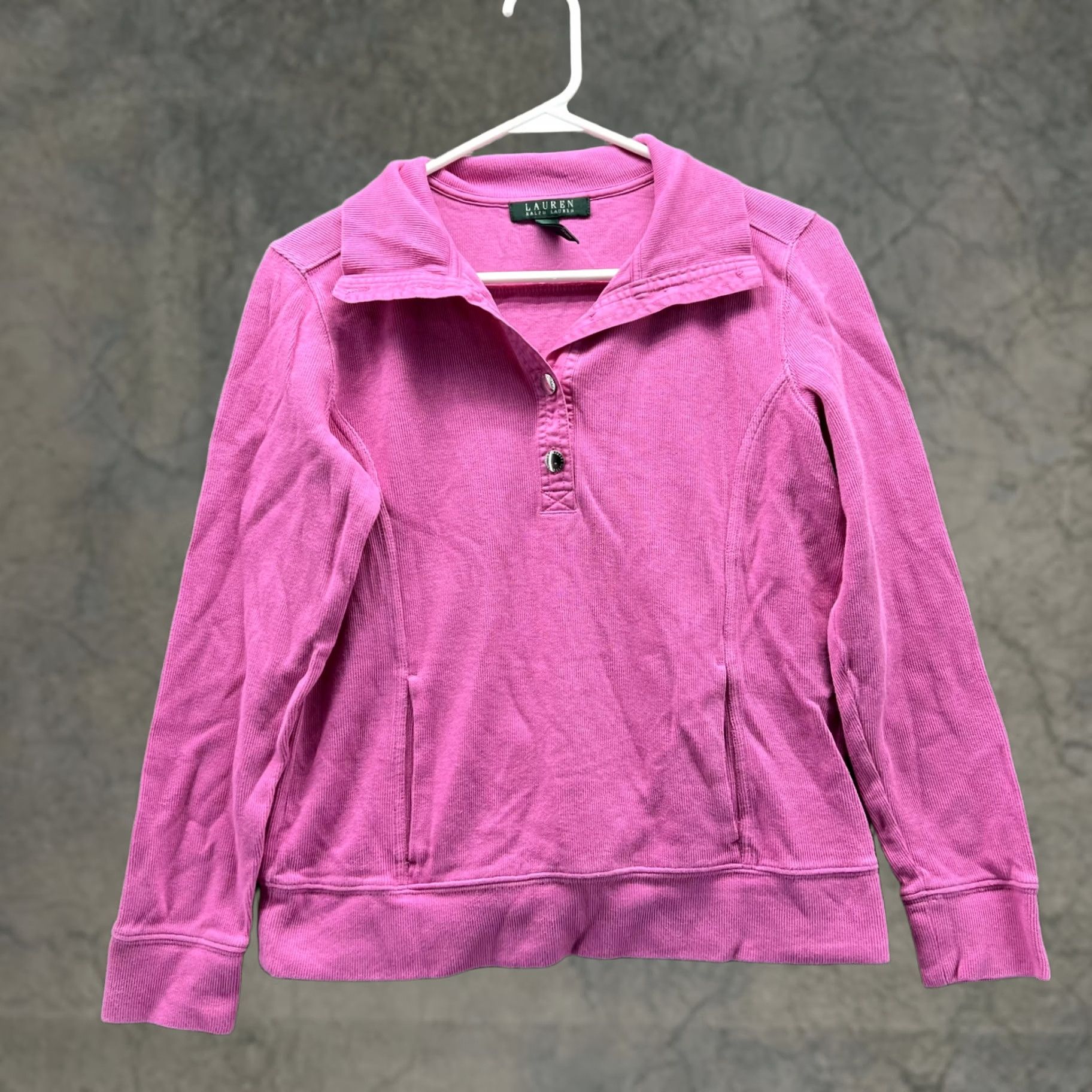 Ralph Lauren VINTAGE Lauren Ralph Lauren Sweater Women Small Pink Pullover Collared Snap Shirt Size S / US 4 / IT 40 - 1 Thumbnail