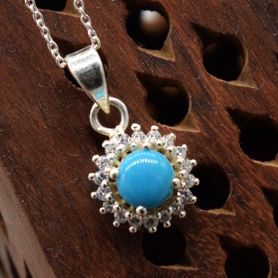 Handmade Arizona Turquoise 925 Silver Necklace, Birthstone Jewelry Size ONE SIZE - 1 Thumbnail