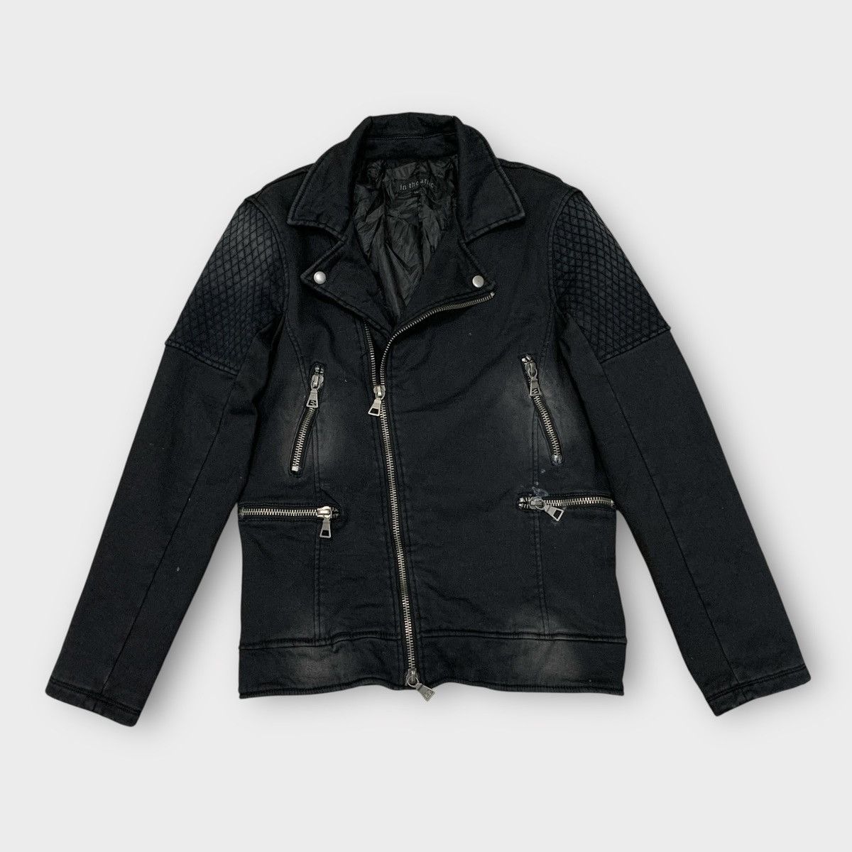 In The Attic IN THE ATTIC JAPAN BLACK WASHED BIKER JACKET DOUBLE COLLAR Size US S / EU 44-46 / 1 - 7 Thumbnail