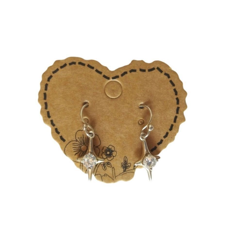 The Unbranded Brand Star Crystal Dangle Earrings NVC Yellow Gold Sterling Silver Size ONE SIZE - 4 Thumbnail