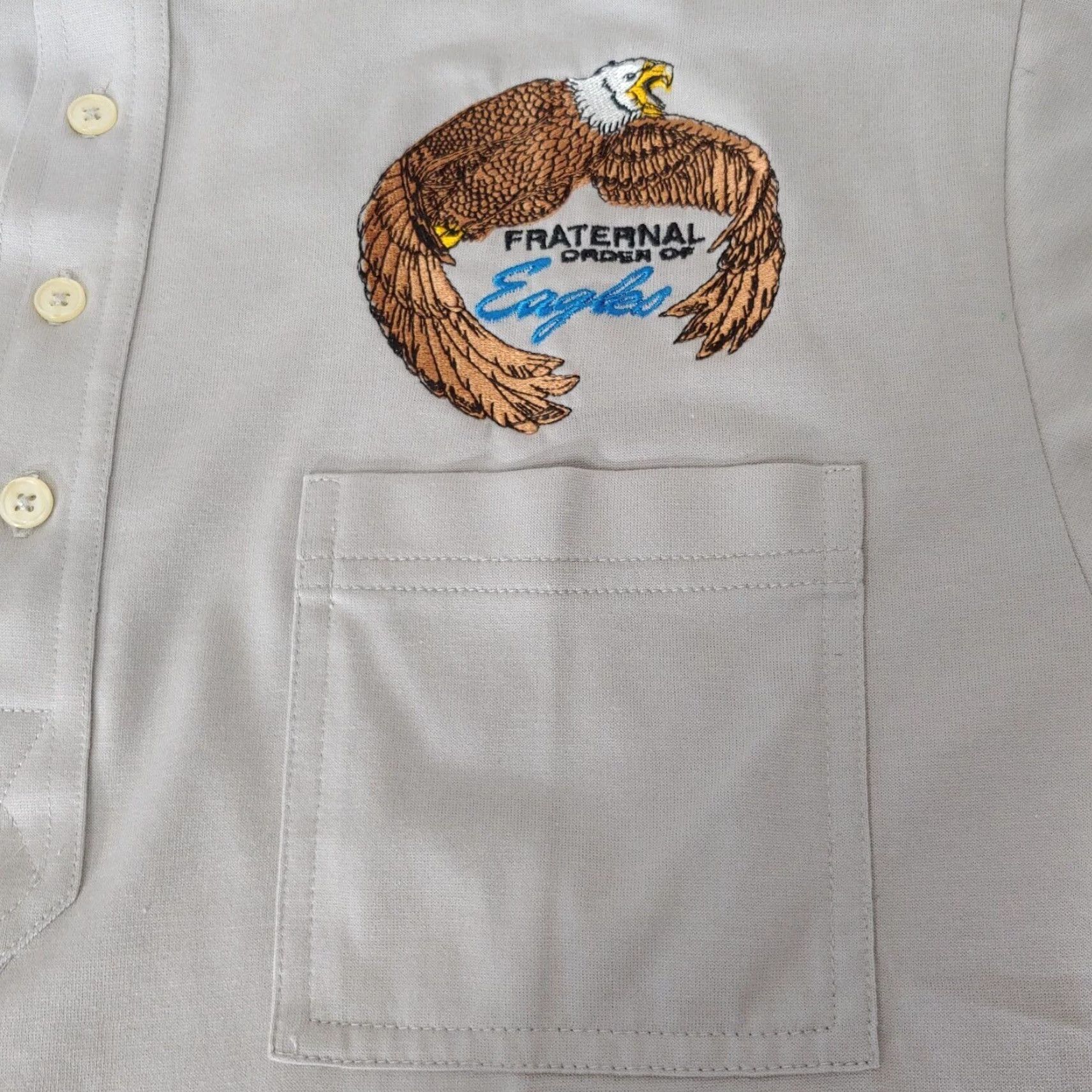 Vintage VINTAGE FOE Fraternal Order of Eagles Club Polo Shirt Men Medium Gray Grandpa Eagle Polo Shirt Embroidered Pocket Size US M / EU 48-50 / 2 - 6 Thumbnail