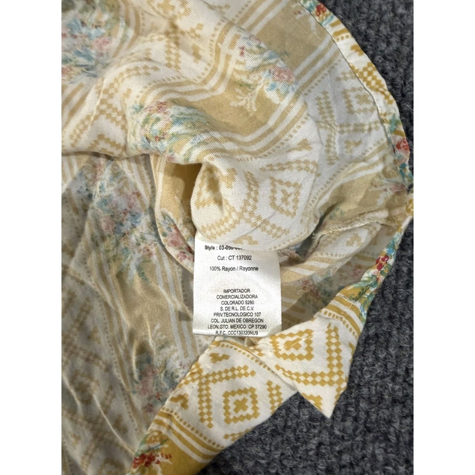 Roper Roper Button-Up Shirt Womens XL Yellow Stripe Floral Western Rayon Snap Front Size XL / US 12-14 / IT 48-50 - 6 Thumbnail