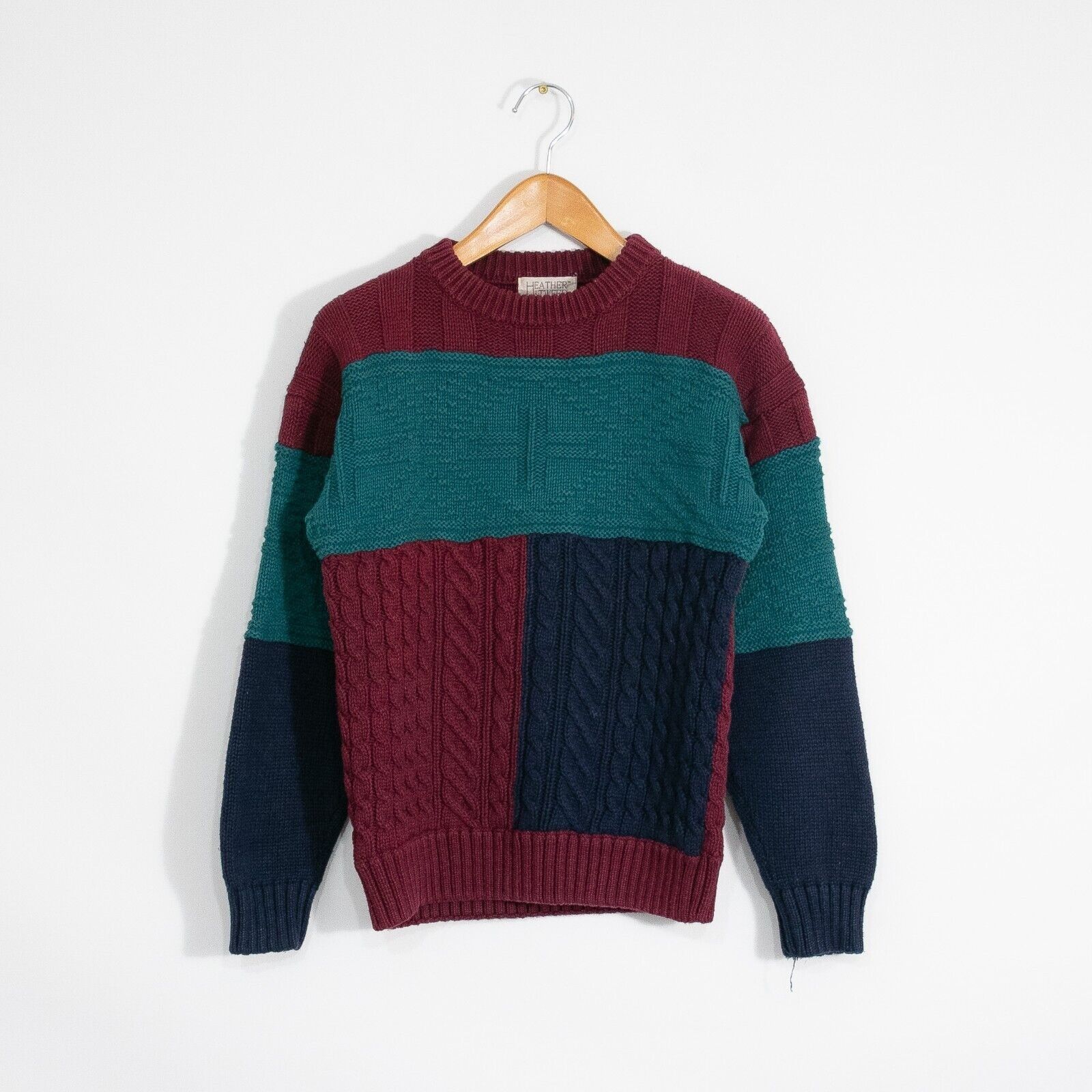 Vintage Vintage Patchwork Cable Knit Sweater Mens Medium - Slim Fit Size US M / EU 48-50 / 2 - 1 Thumbnail