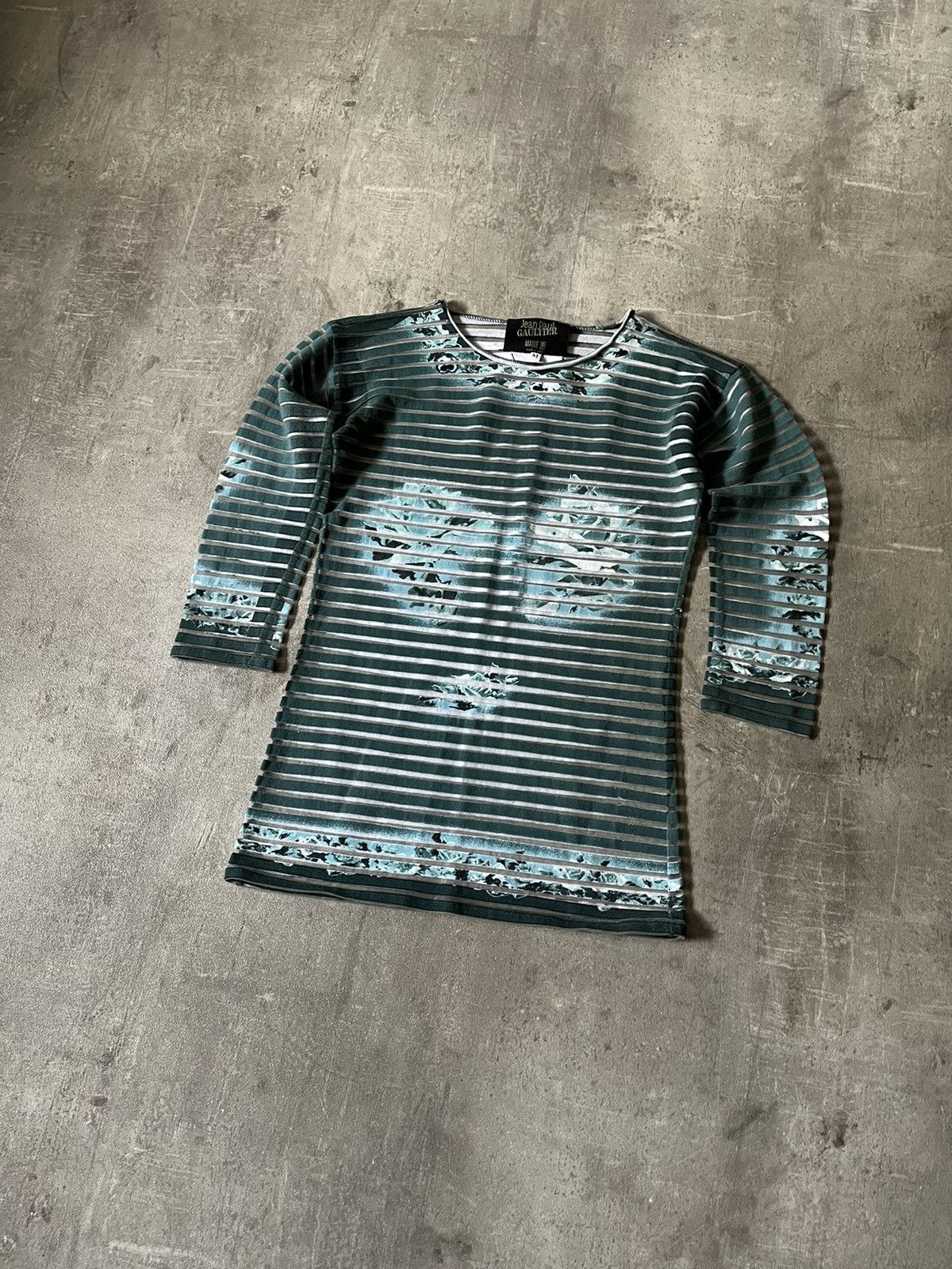 Jean Paul Gaultier Vintage Jean Paul Gaultier Aqua mesh top striped rare Size M / US 6-8 / IT 42-44 - 1 Thumbnail