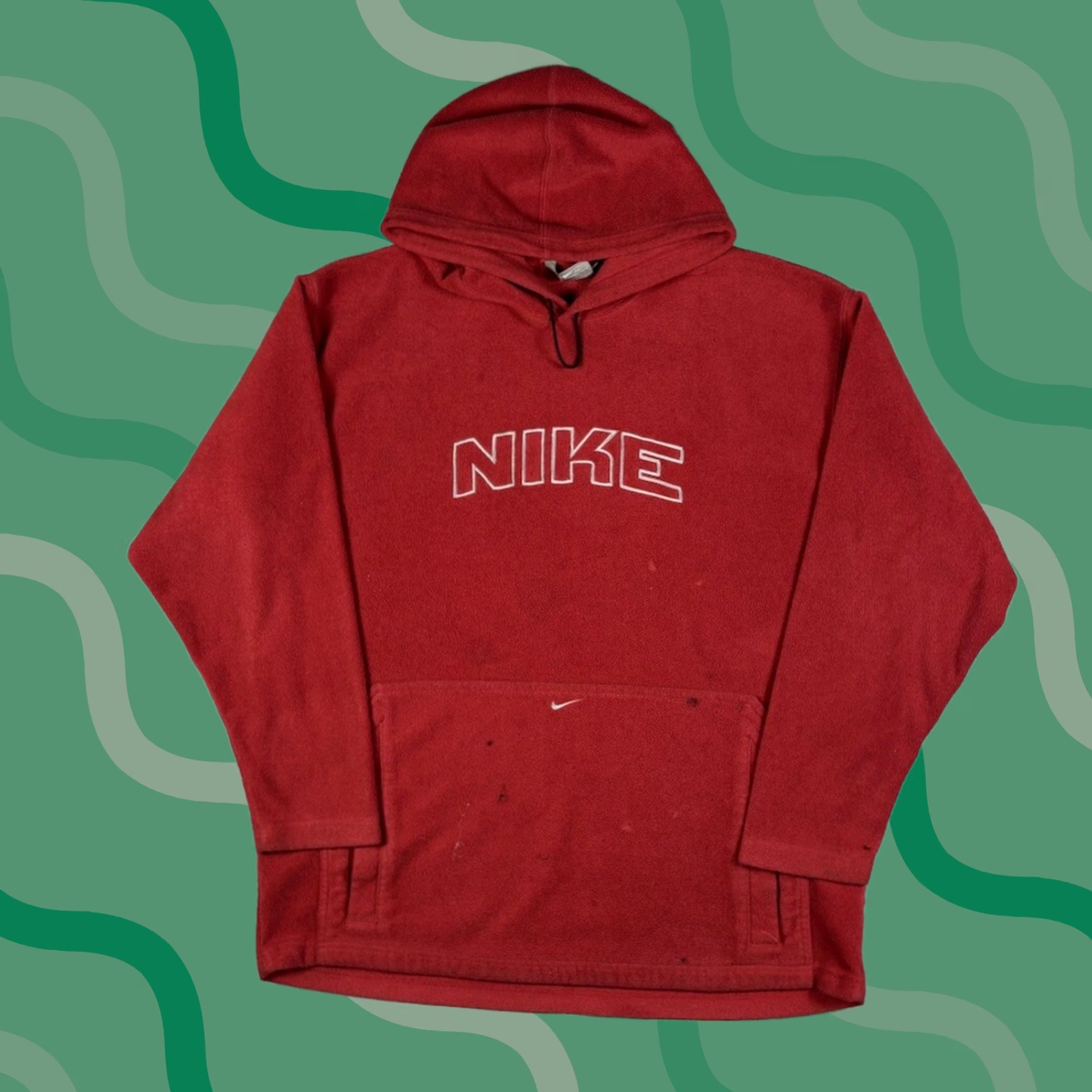 Nike VINTAGE Nike Red Pullover Fleece Hoodie Mens XL Embroidered Spellout 90s Sports Classic Size US XL / EU 56 / 4 - 1 Thumbnail