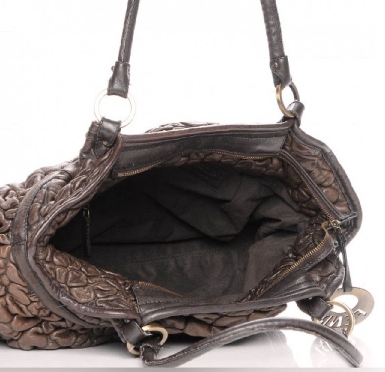 Fendi FENDI Bubble Calfskin Leather Large Chef Shopper Tote Brown Size ONE SIZE - 3 Thumbnail