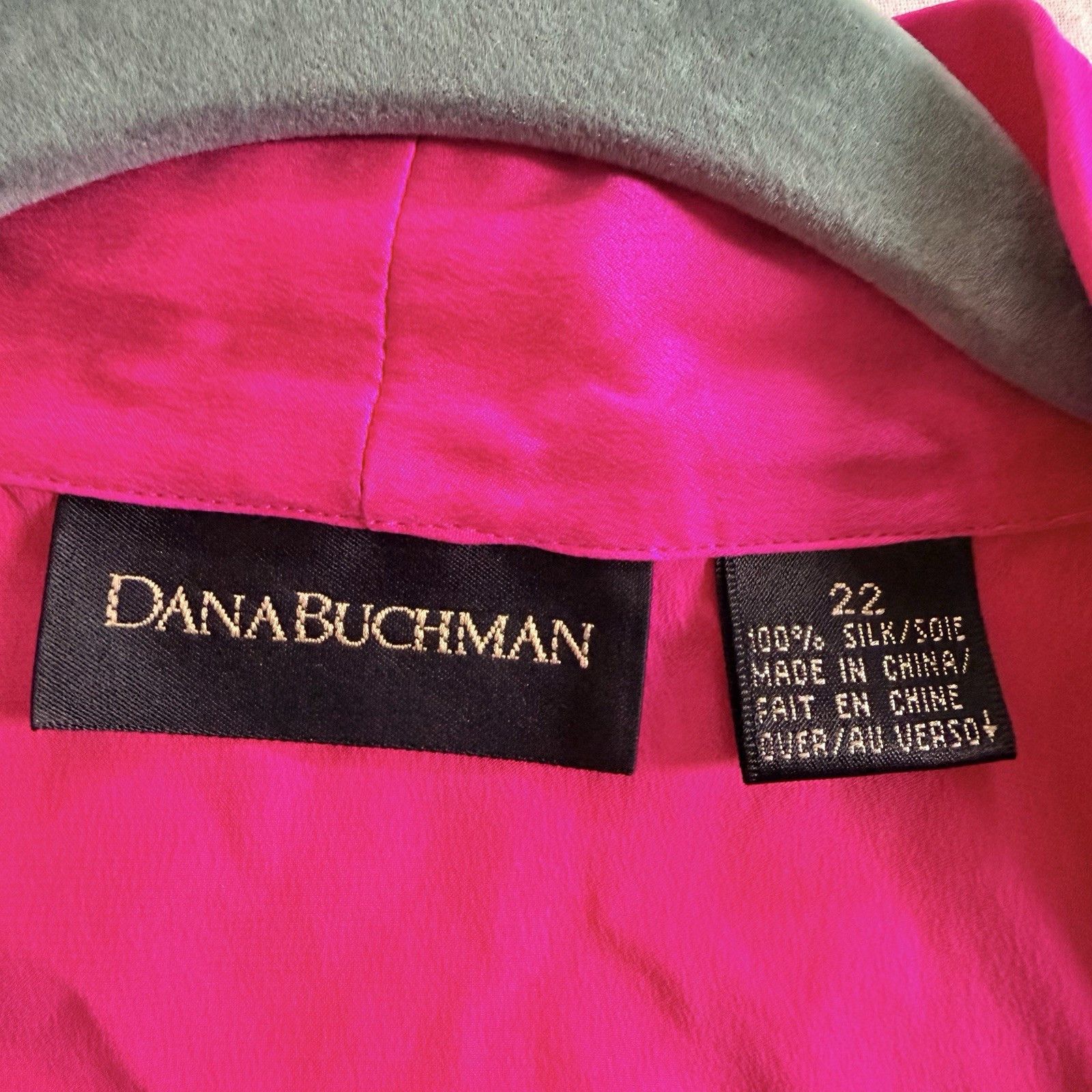 Other Dana Buchman 100% Silk Wrap Blouse Womens 22 Pink Fuchsia Size 3XL / US 20-22 - 12 Thumbnail