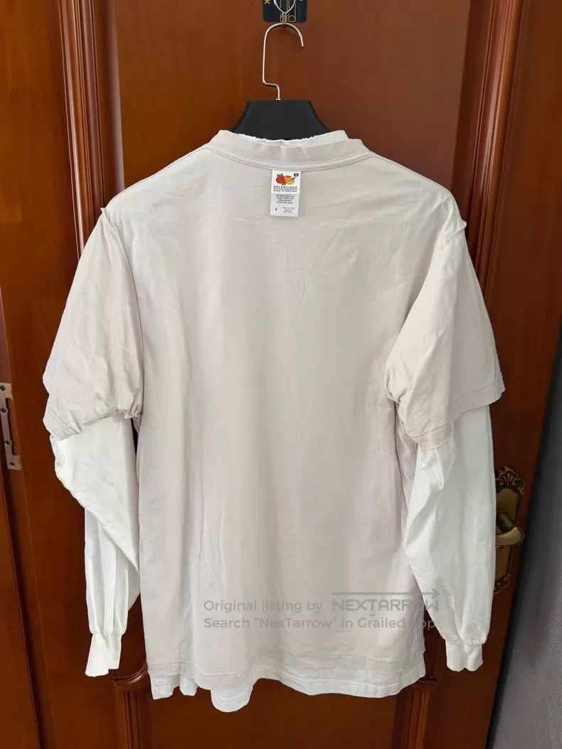 Balenciaga Balenciaga White Reverse Logo Faux Two-Piece Long Sleeve Size US S / EU 44-46 / 1 - 2 Thumbnail