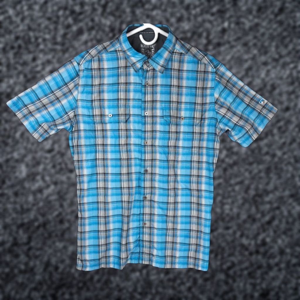 Vintage Kuhl Eluxur Shirt Men's Small Blue Plaid Button Up Short Sleeve UPF 30 Poly Size US S / EU 44-46 / 1 - 1 Thumbnail