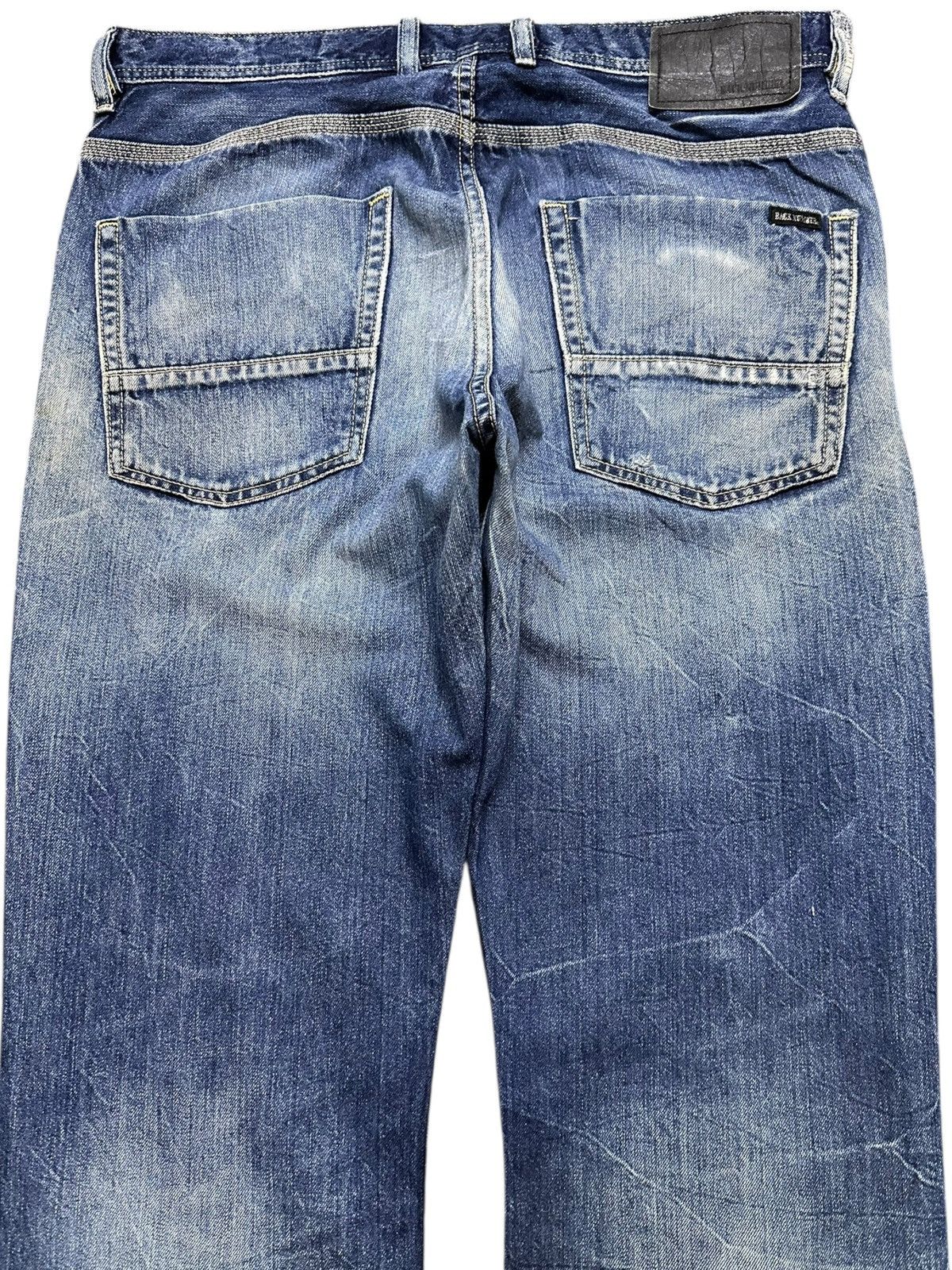 Japanese Brand Vintage Back Number Faded Whiskers Honeycomb Denim Size US 32 / EU 48 - 6 Thumbnail