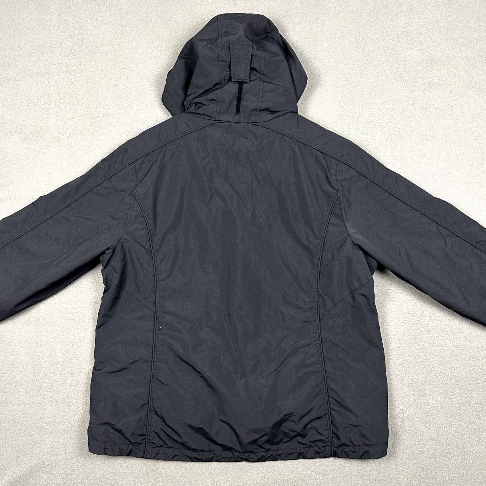 Vintage L.L. Bean Jacket Womens Large Black Full Zip Nylon Windbreaker 3 in 1 with Hooded Pockets Rain Coat Size L / US 10 / IT 46 - 2 Thumbnail