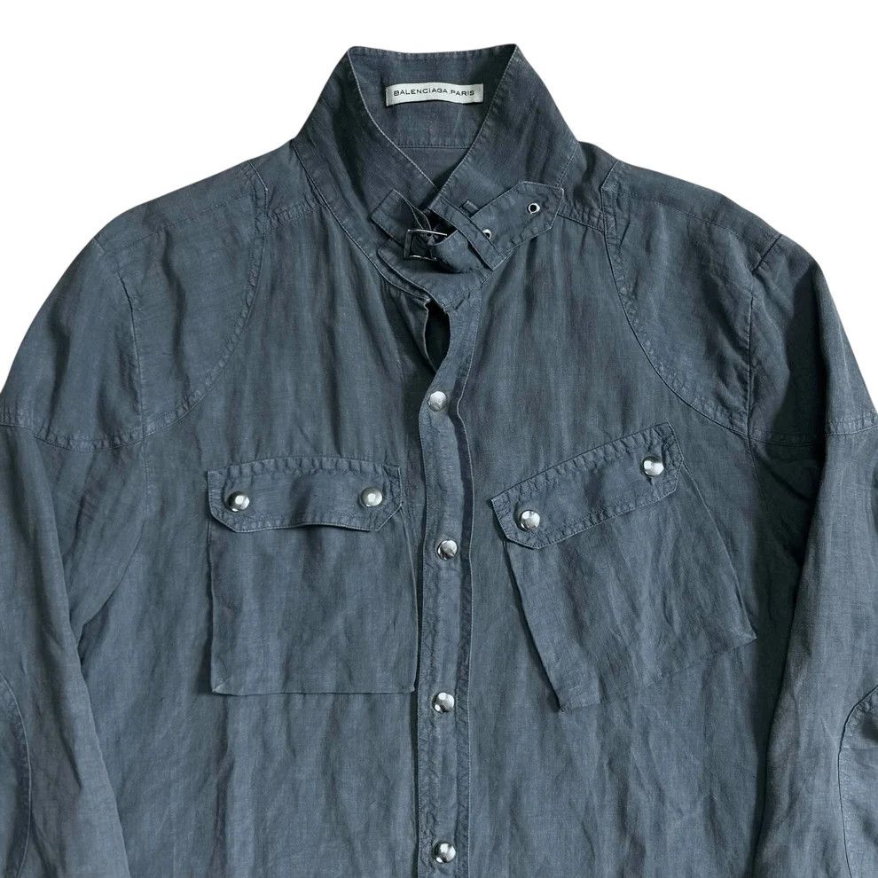 Balenciaga Balenciaga Belt Collar Linen Work Shirt - SS05 Size US M / EU 48-50 / 2 - 5 Thumbnail
