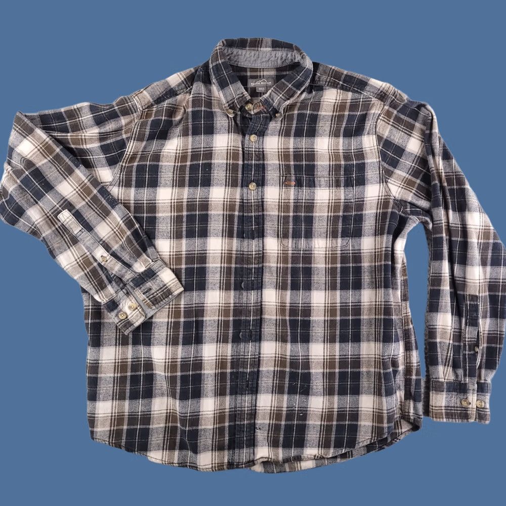 Eddie Bauer Eddie Bauer Shirt Mens XL Brown Plaid Flannel Long Sleeve Button-Up Size US XL / EU 56 / 4 - 1 Thumbnail