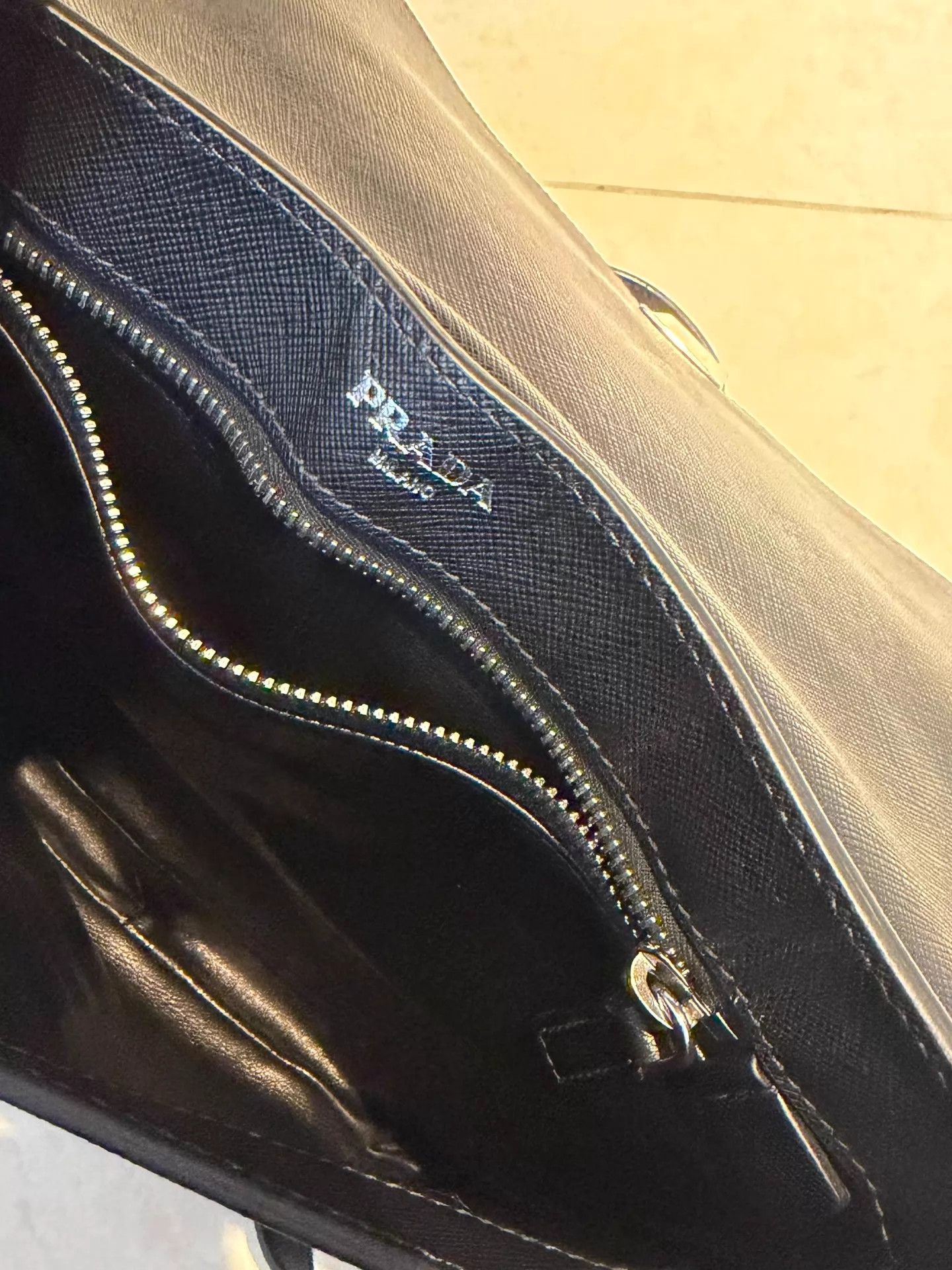 Prada Prada Easy Black Calf Crosshatch Silver Buckle Bag Size ONE SIZE - 4 Thumbnail